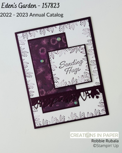 Look at how I used the paper with this stamp set.  View all products used to create the Stampin' Up Eden's Garden card.  