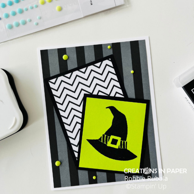 Look at how you can combine patterns from your pattern paper for a great card.  Don't you love the Stampin' Up Bewitching - Week 6 idea?