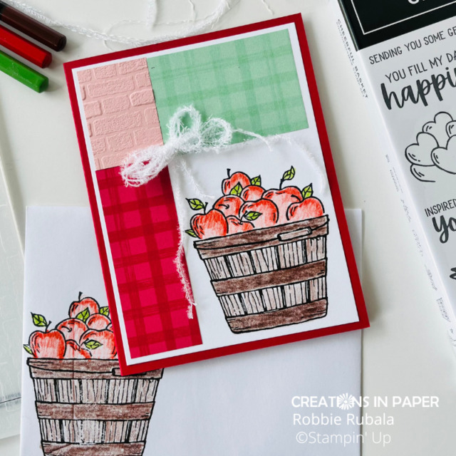 Have you tried color blocking for you cards?  It is a great way to add interest to you cards and is so quick and easy.  Check out the Stampin' Up Cheerful Basket color block idea and see what I used for this cute card.