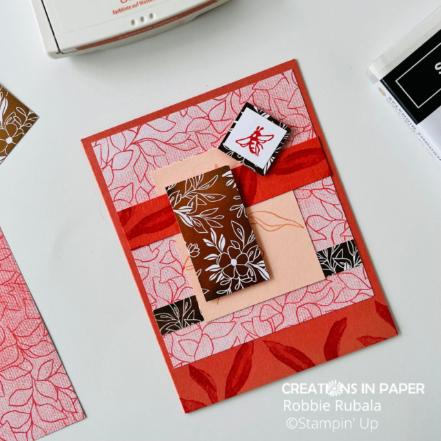 Look at this beauty in Coral.  Lots of layers makes it interesting to look at.  The touch of foil adds the bling I love for my cards.  Don't miss getting the supplies I used for the Stampin' Up Splendid Day in Coral. 