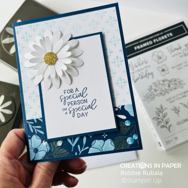 Birthday Card using Stampin' Up! Framed Florets - Creations in Paper