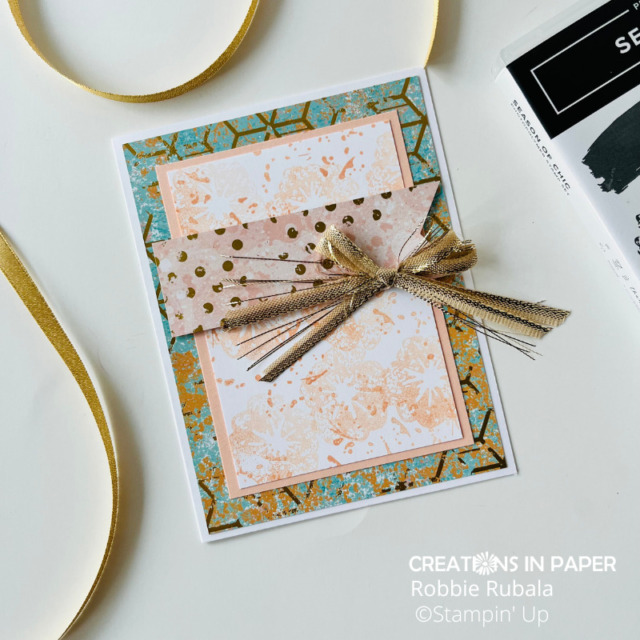 A fun ribbon idea using the Gold Shimmer Ribbon from Stampin' Up!  See the details for how to make one.