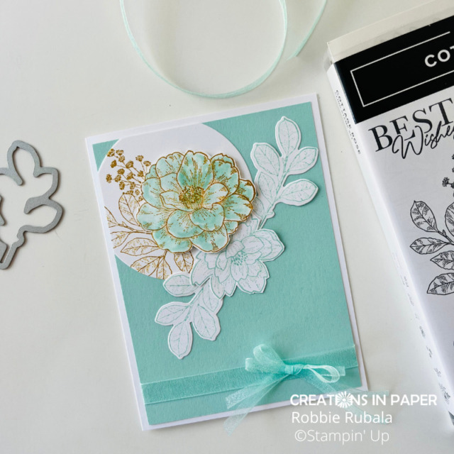 Using the spotlight technique with the large rose in the Spotlighted Stampin' Up! Cottage Rose idea.