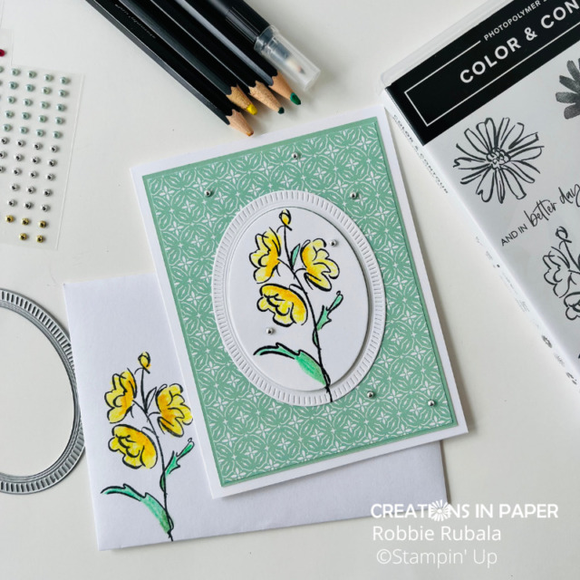 The image was also used for the envelope and inside of the card of the Stampin' Up Color & Contour clean and simple