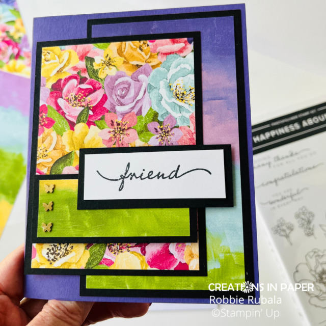 Who would you send this pretty card to?  Get all the details for the Stampin' Up! Hues of Happiness Friend card by clicking the image.