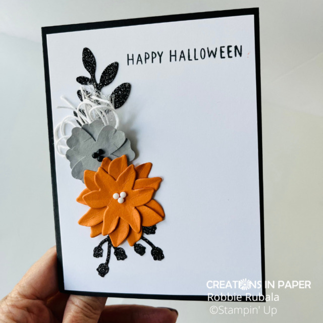 Look at the details on this cute Stampin' Up Merriest Frames for Halloween card.  Learn all the products I used by clicking on the image.