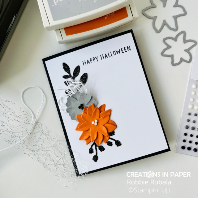 Lots of different products were paired to create this cute Stampin' Up Merriest Frames for Halloween card.  Learn all the products I used by clicking on the image.