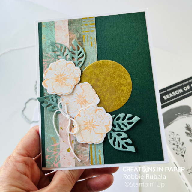 Look at all the elements on this card and how they work together to make a fabulous creation.  Check out all the details for the Stampin' Up Season of Chic monthly focus creation.