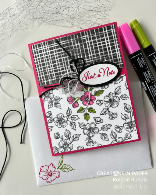 Decorate the inside of your card and envelope for the Stampin' Up Perfectly Penciled Spotlighting idea.