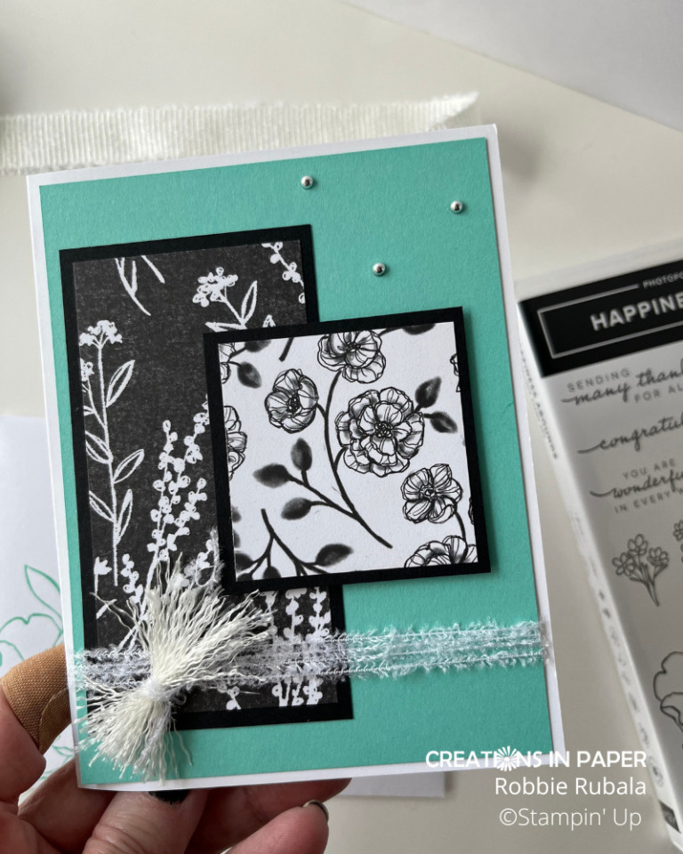 Stampin' Up Perfectly Penciled fun ribbon treatment - Creations in Paper