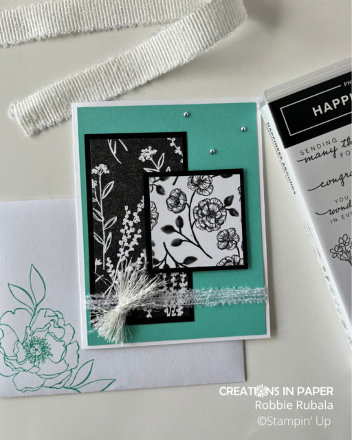 Stampin' Up Perfectly Penciled fun ribbon treatment idea is a great way to extend the use of your ribbon