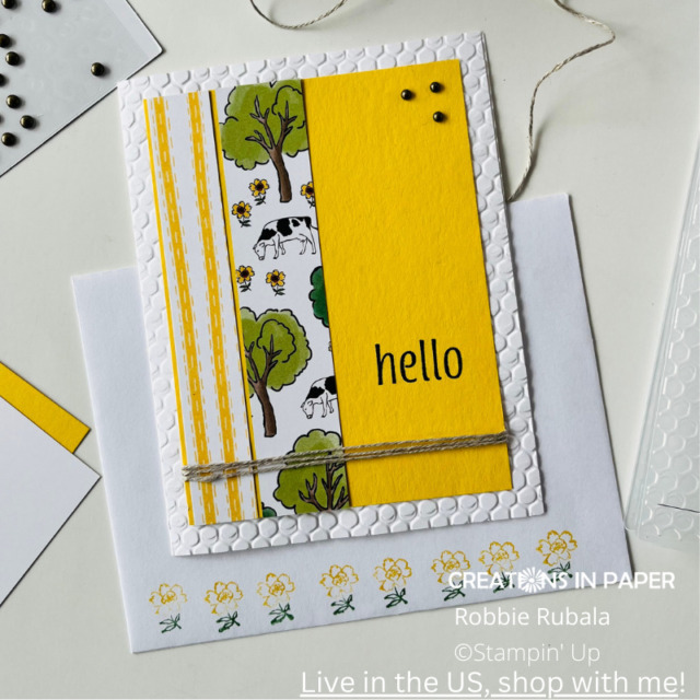 The cute mini flower image is perfect to decorate the inside of the card and the envelope for the Stampin' Up Day at the Farm