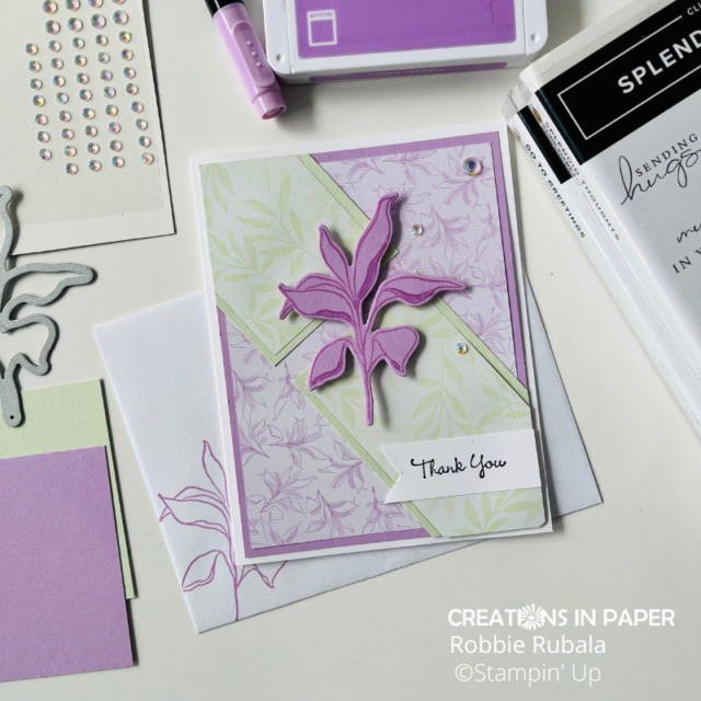 Use the same image from the front to decorate the Stampin' Up Splendid Day thank you card inside and for your envelope