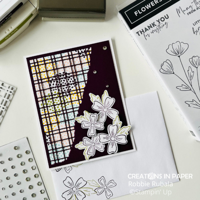 The image on the front was used to decorate the inside of the card and envelope for the Stampin' Up Split Card Textures idea creation.