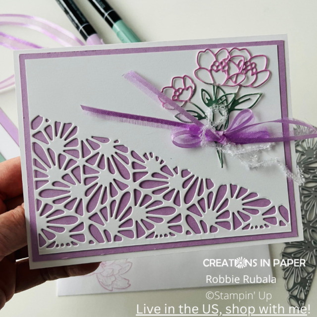 Close up of the Stampin' Up Cottage Flowers card