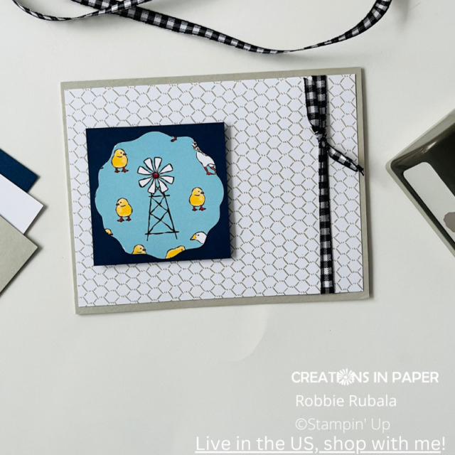 Adorable farm card with this Stampin' Up Day at the Farm Chicks idea