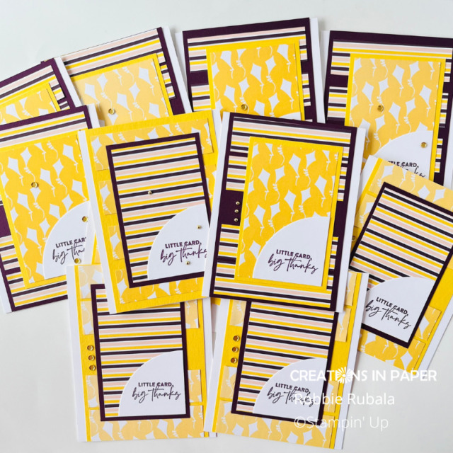 Make 12 Stampin' Up Flowers of Friendship Thanks cards using the Sheetload of Cards idea 