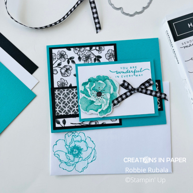 Color the stamped image for the Stampin' Up Hues of Happiness you are wonderful card using a blender pen.