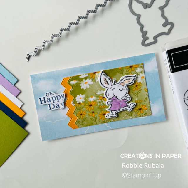 Don't you love how happy this little guy looks?  See the video for how to make the Stampin' Up Playing in the Rain Happy Day card.