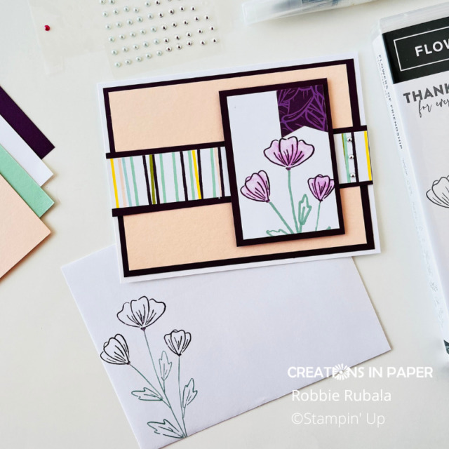 Make sure you use the image to decorate the inside of your card and envelope like the Stampin' Up Blackberry Flowers of Friendship.