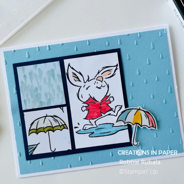 Close up of Stampin' Up Playing in the Rain sketch idea