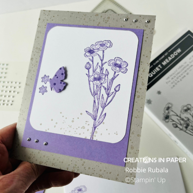 close up of Stampin' Up Quiet Meadow in purple