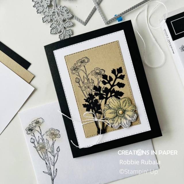 Only 3 colors and you can have a striking card like the Stampin' Up Quiet Meadow simple idea.