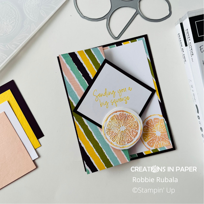 Sweet Citrus fancy fold idea - Creations in Paper