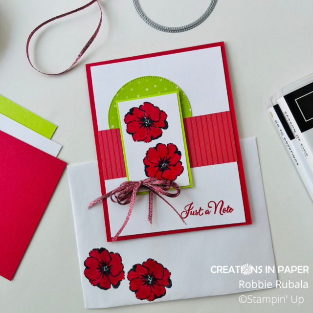 A simple note card with some bright colors.  Did you see the video with tips for the Season of Chic - coloring with markers?