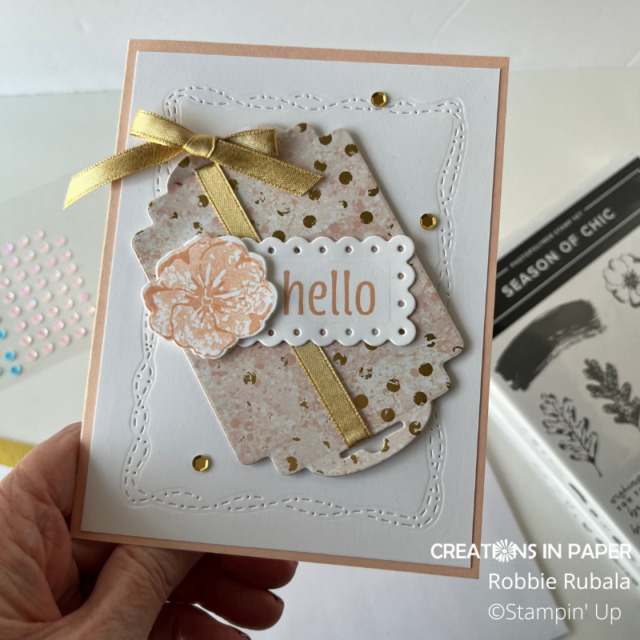 close up of Season of Chic tag by Stampin' Up