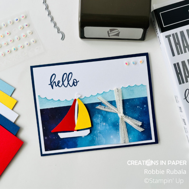 Don't miss the video tutorial for the Card Candy with Sailboat builder punch creation.  See how I created those waves.