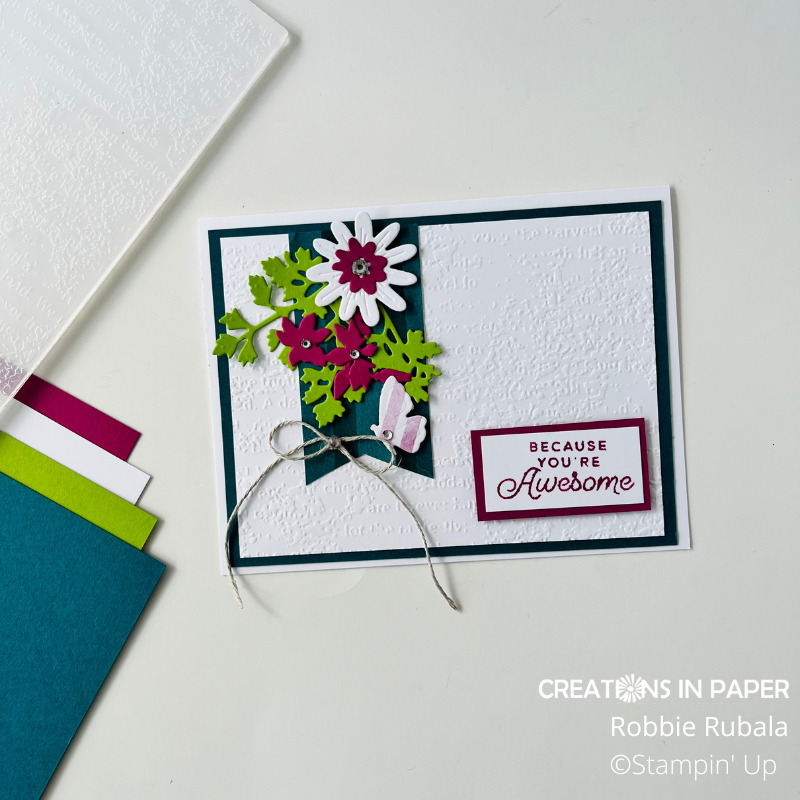 Combining die cuts for a card embellishment - Creations in Paper