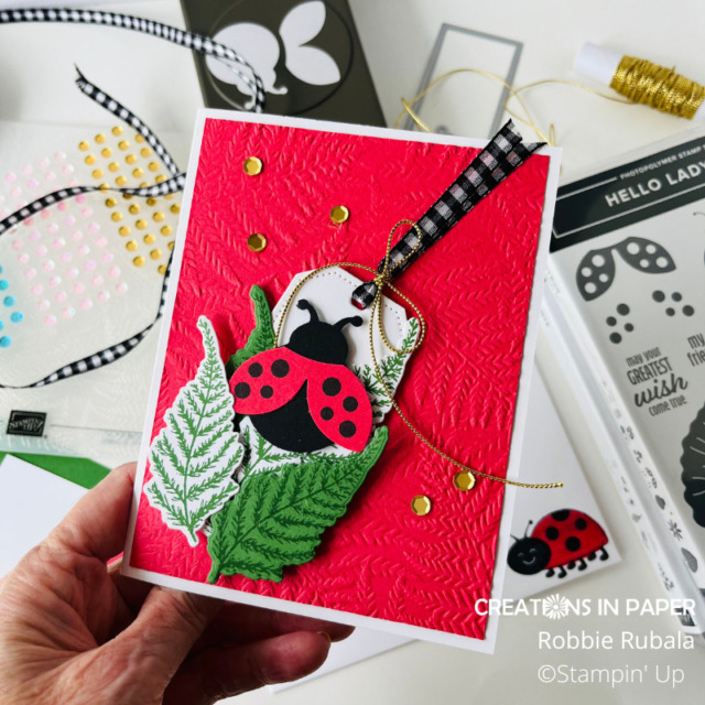 Close up of the Cute Card Candy with the Ladybug punch