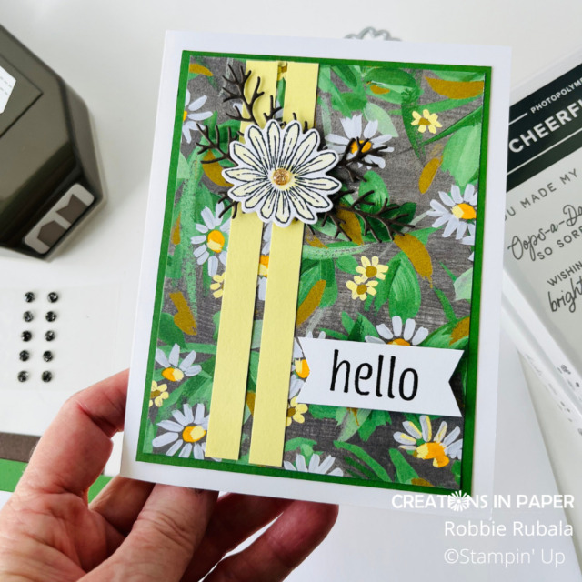 close up of Cheerful Daisies blog hop card