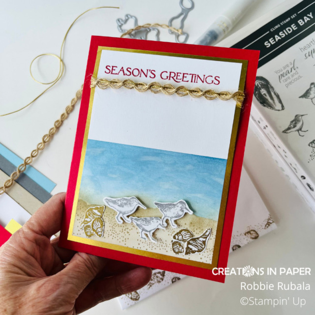 close up of the Beach Christmas Card idea - Seaside Bay creation