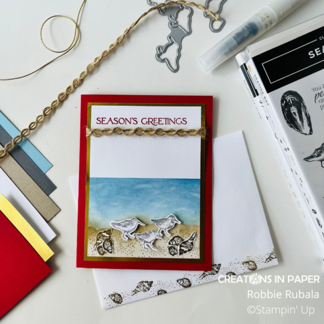 I love this idea for a beach Christmas card.  Perfect card to send to someone who lives at the beach.  Check out the details for the Beach Christmas Card idea - Seaside Bay creation.