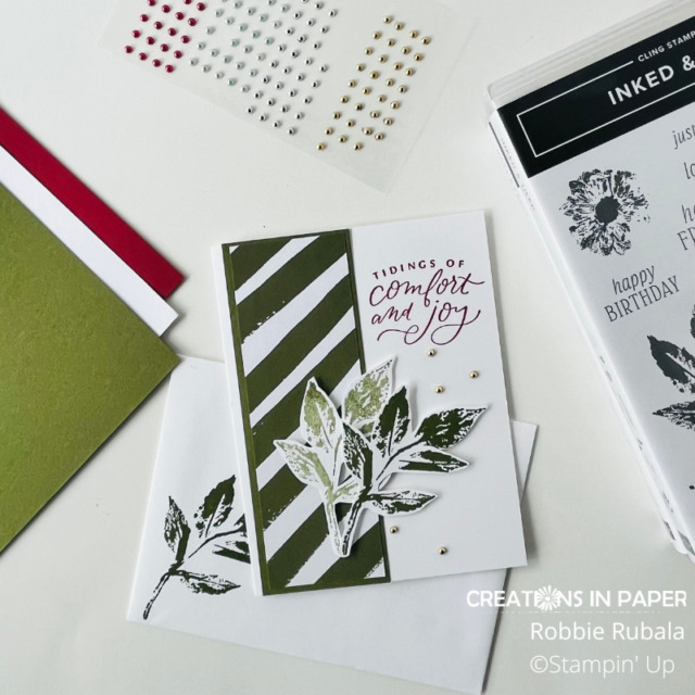 Classic colors of green and red are great for Christmas cards.  They were the combo I used for the Christmas Inked & Tiled idea.  Get the details by clicking the picture.