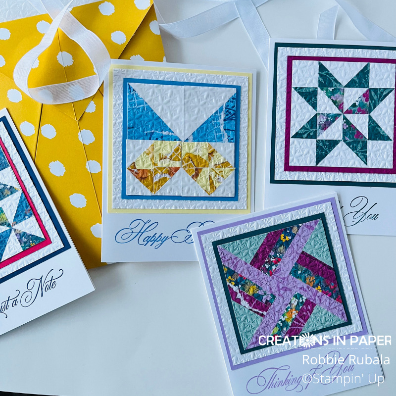 Decorated Quilt cards pouch with video tutorial Creations in Paper