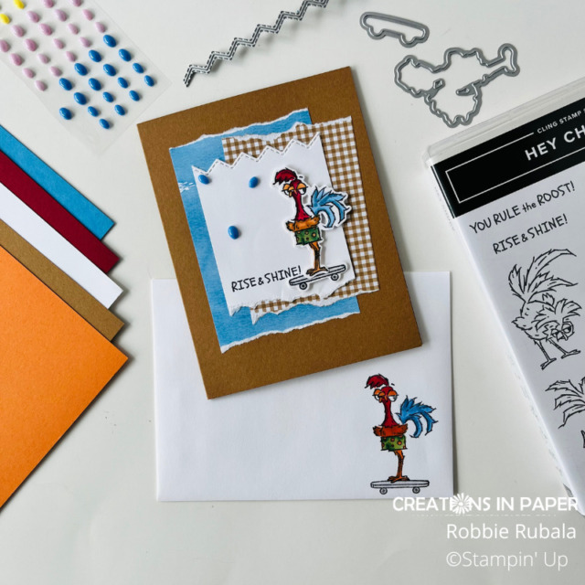 Who doesn't love the bright bold colors used on the Hey Chuck masculine card idea.  Take a closer look at this bundle and order it from my online store.