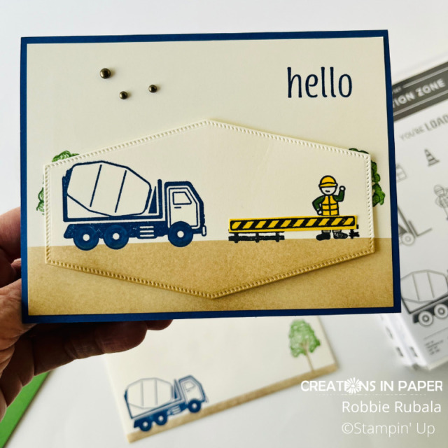 close up of Stampin' Up Construction Zone Hello card