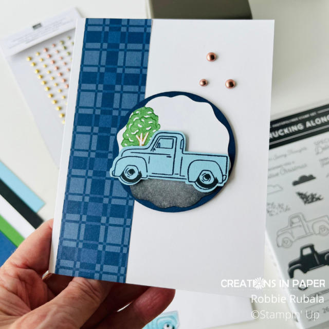 close up of Stampin' Up Trucking Along quick and easy card