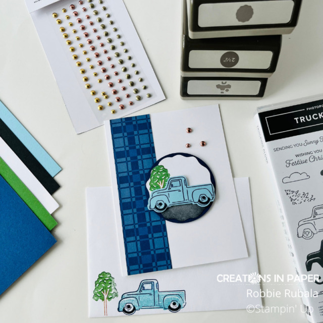 See the details for this great guy card that was simple.  The Stampin' Up Trucking Along quick and easy idea was fun to play with.