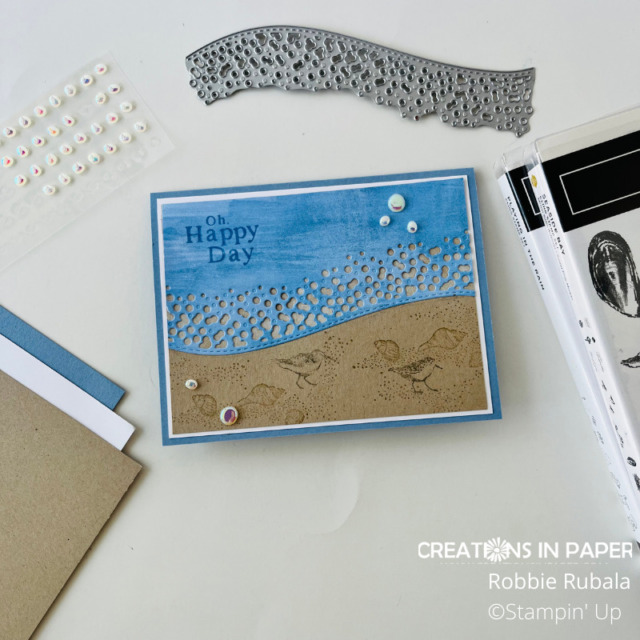 Look at this fun beach card! The Around the Bend with Seaside Bay creation uses a die in a fun unique way.