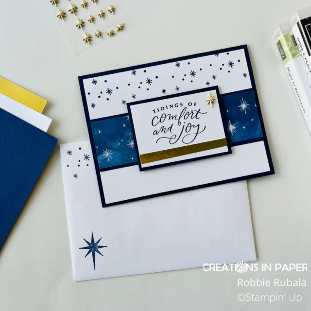 This is a great stepped up version of a simple idea.  The Christmas Sketch Idea stepped up card is easy but so beautiful!