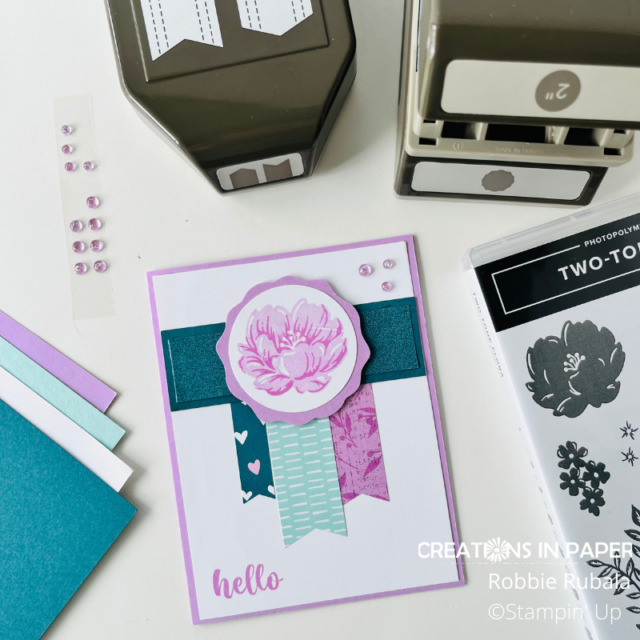 Look at this beautiful Stampin' Up Two Tone Flora color combo.  Take a look at the video that shows how to make this card.