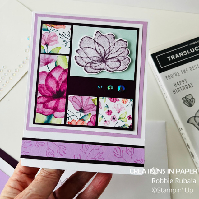 close up of Translucent Florals card