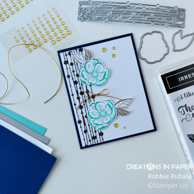 Another color idea with the Stampin' Up Irresistible Blooms color combo.  Click through to see the surprise dsp used for the die cut on the left side of the card!