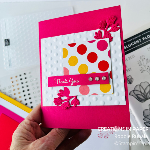 close up of the Stampin' Up Merry Bold & Bright video hop card