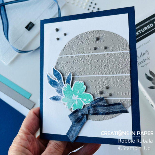 close up of Stampin' Up Textured Floral color challenge