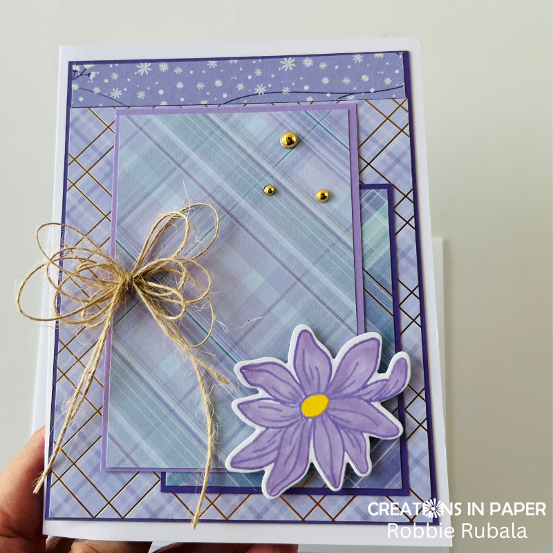 Anything Goes Saturday - pretty purple card - Creations in Paper